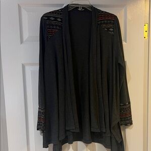 Staccato Gray Cardigan with Patterned Accents